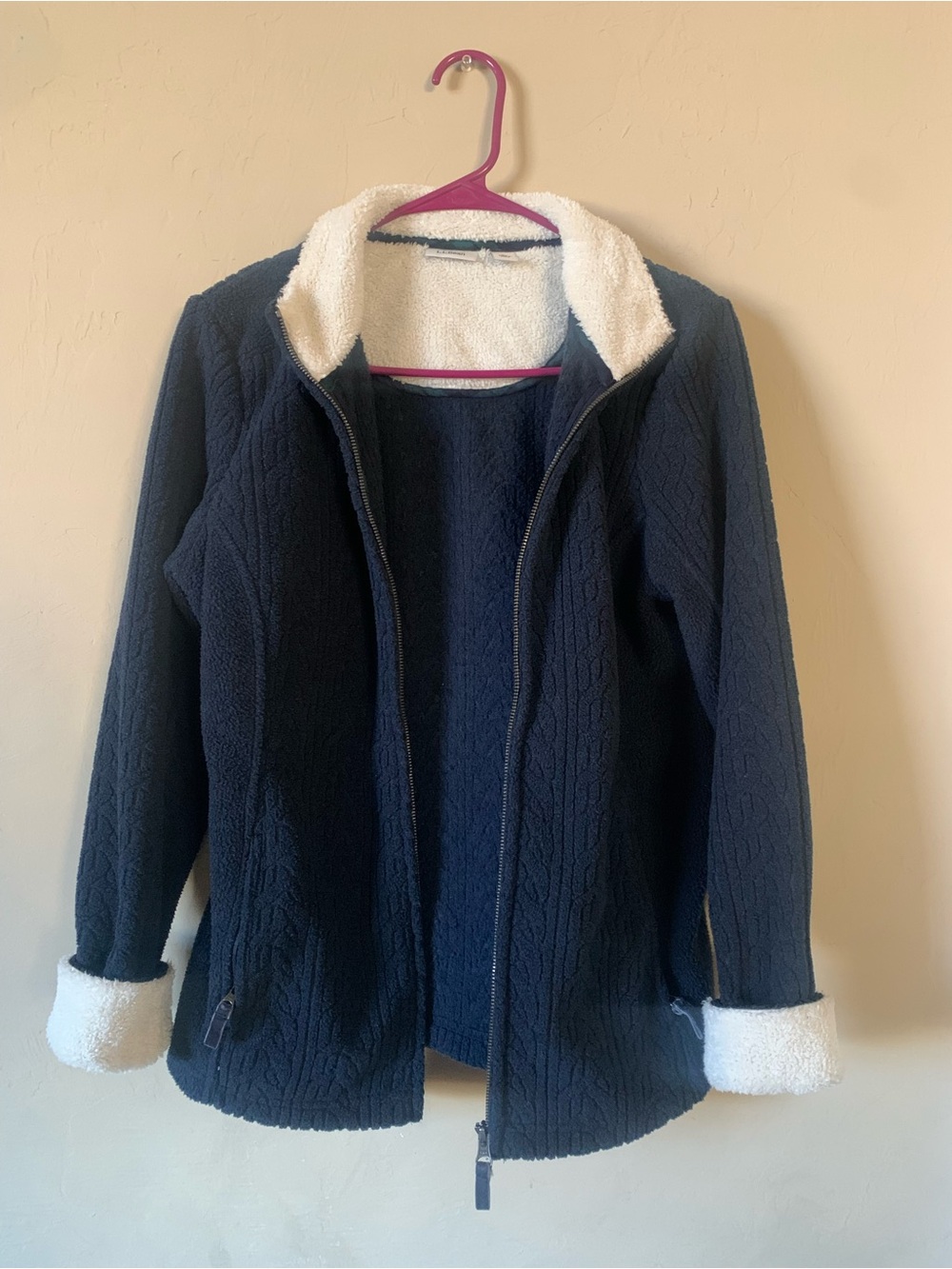 Women's Navy Sherpa-Lined Zip Jacket